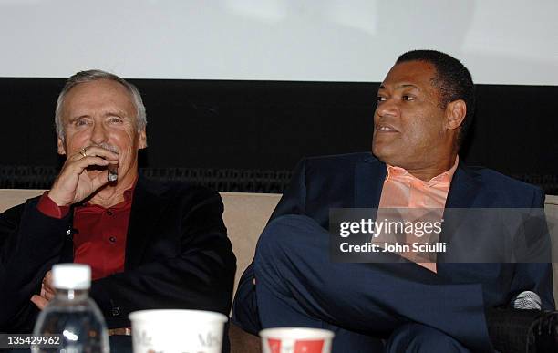 Dennis Hopper and Laurence Fishburne during CineVegas Film Festival 2005 - Christopher Walken Marquee Award - Q&A at Brenden Theatres in Las Vegas,...