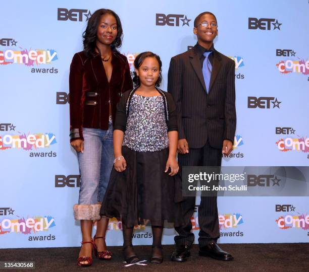 Camille Winbush, Dee Dee Davis and Jeremy Suarez during 2005 BET Comedy Awards - Press Room at Pasadena Historic Civic Center in Pasadena,...