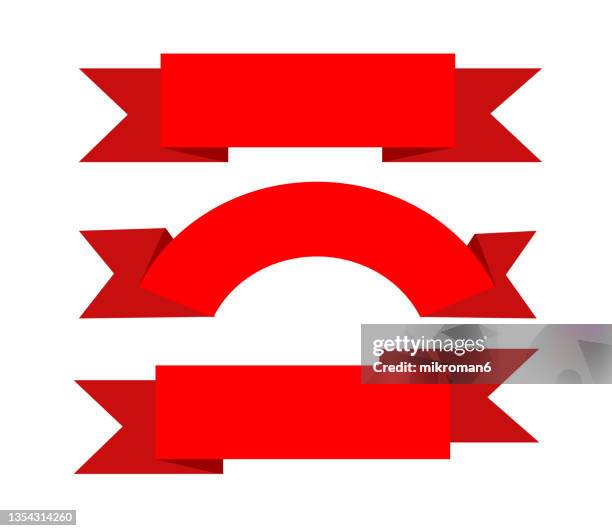 illustration of 3d banner,  heading banner in red - banners stock pictures, royalty-free photos & images