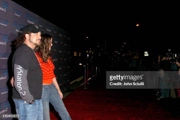 Joe Reitman and Shannon Elizabeth during Playstation 2 Offers A Passage Into "The Underworld" - Red Carpet at Blecsco Theater in Los Angeles,...