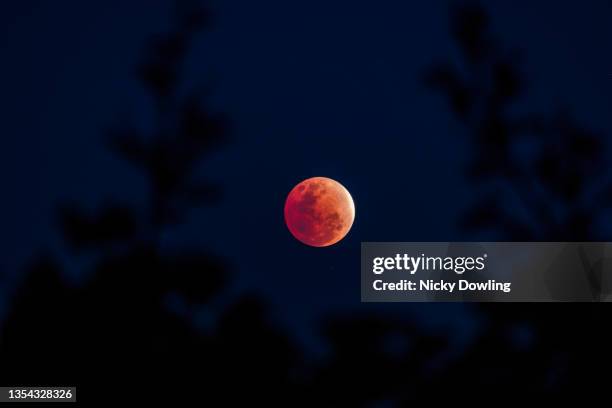 partial lunar eclipse - incompleto fotografías e imágenes de stock