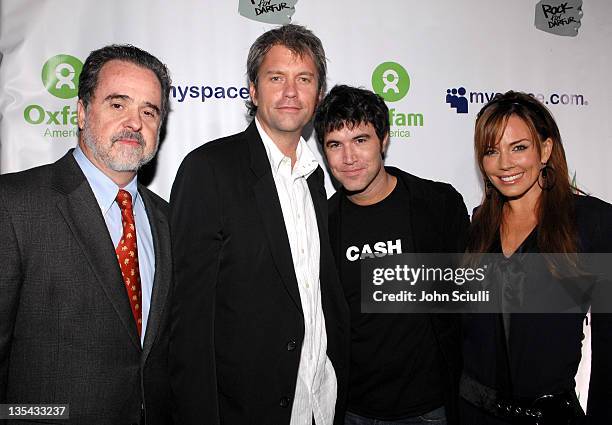 Ray Offenheiser, president of OxFam America, Chris DeWolfe of MySpace, Tom Anderson of MySpace and Krista Allen