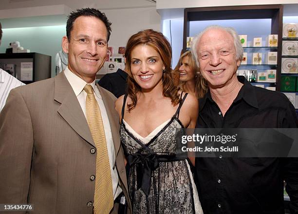 Phil Shuman, Michelle K and Robert Greenberg during Evangeline Lilly as The New Face of Michelle K at Kitson in Los Angeles, California, United...