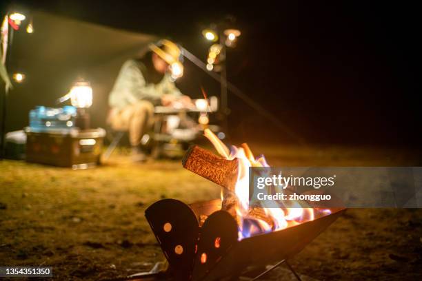 野營篝火場景 - campfire background stock pictures, royalty-free photos & images