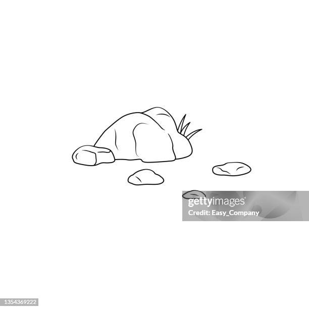 ilustraciones, imágenes clip art, dibujos animados e iconos de stock de ilustración vectorial en blanco y negro de una página de libro para colorear de actividades infantiles con imágenes de piedra natural. - ígnea