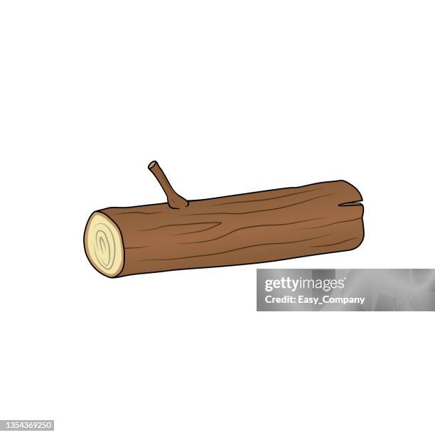 vektorillustration einer kinderaktivität malbuchseite mit bildern von blockholz. - holzstamm stock-grafiken, -clipart, -cartoons und -symbole
