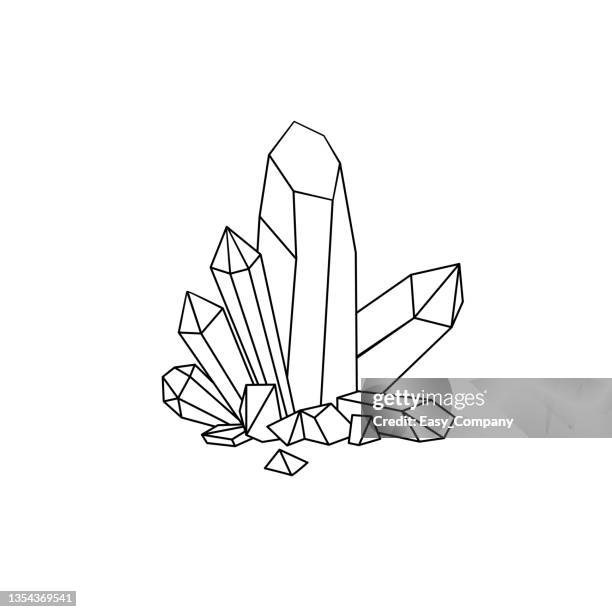 ilustrações, clipart, desenhos animados e ícones de ilustração vetorial em preto e branco de uma página de livro de colorir atividades infantis com fotos de quartzo da natureza. - cristal