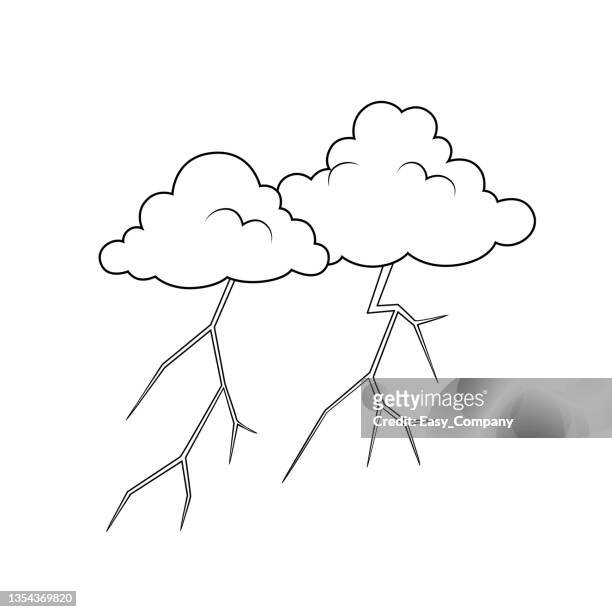 black and white vector illustration of a children's activity coloring book page with pictures of nature storm. - air raid stock illustrations