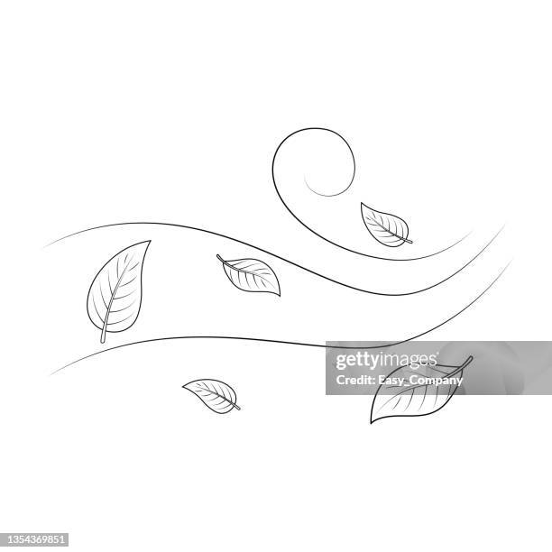 stockillustraties, clipart, cartoons en iconen met black and white vector illustration of a children's activity coloring book page with pictures of nature windy. - wind