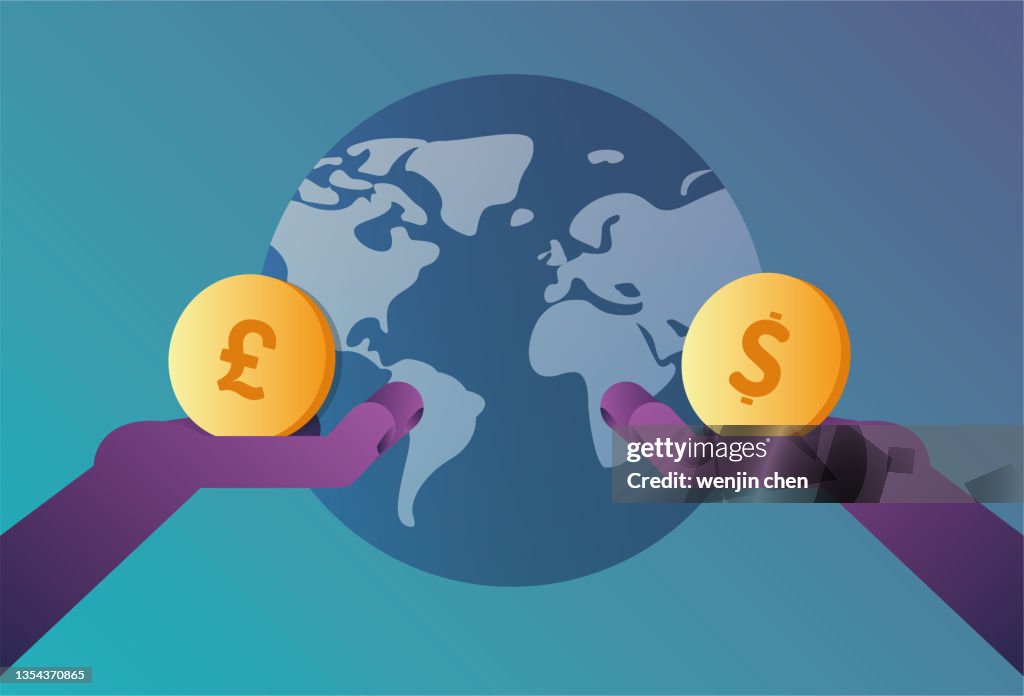 British pound and U.S. dollar for currency exchange