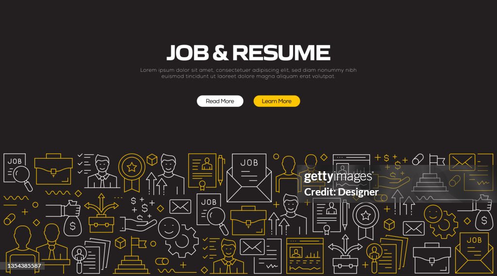 Job and Resume Related Modern Line Style Vector Illustration