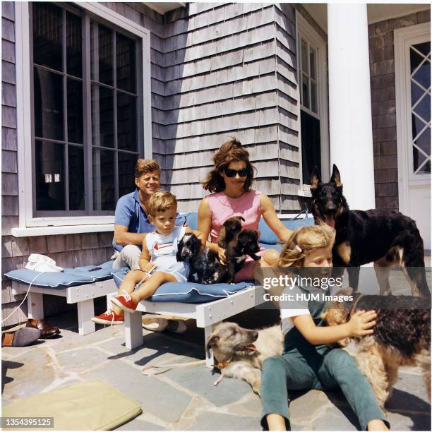 Three months before he was assisnated, President John F. Kennedy spends time with his family in Hyannisport, MA.