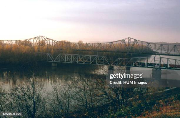 Early Morning View from a Bluff at Atchison, Kansas Overlooking the Missouri River and Plans to the East..June 1974.