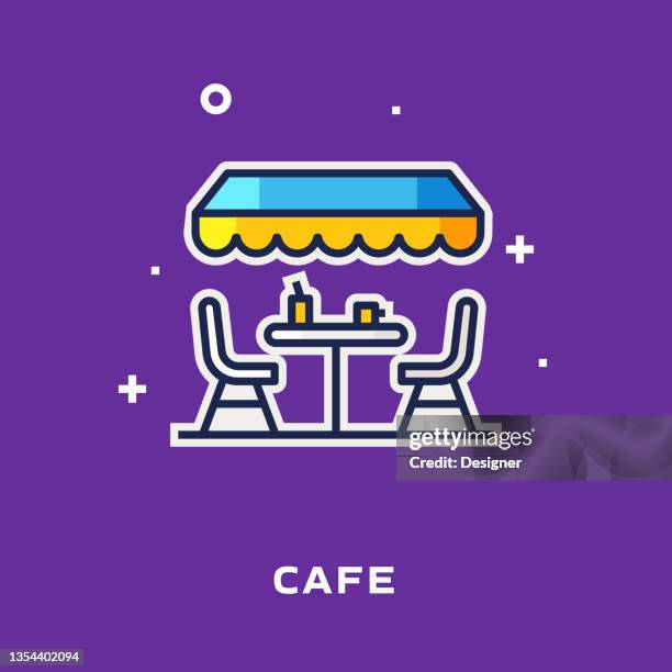 cafe flat line icon, outline vector symbol illustration. - road side view stock illustrations