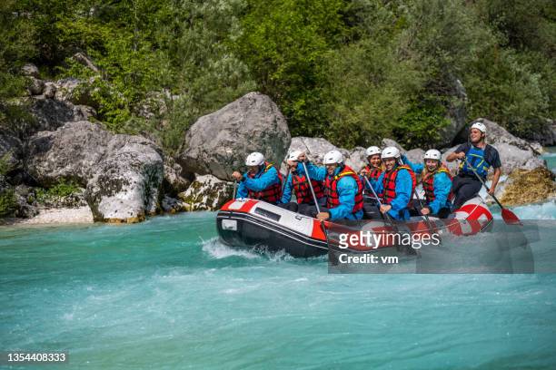 adventurous adrenaline activity, teambuilding on white water - white water rafting stock pictures, royalty-free photos & images