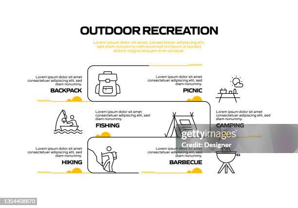 camping and outdoor recreation related process infographic template. process timeline chart. workflow layout with linear icons - firewood vector stock illustrations