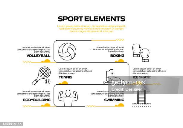sport related process infographic template. process timeline chart. workflow layout with linear icons - tennis instructor stock illustrations
