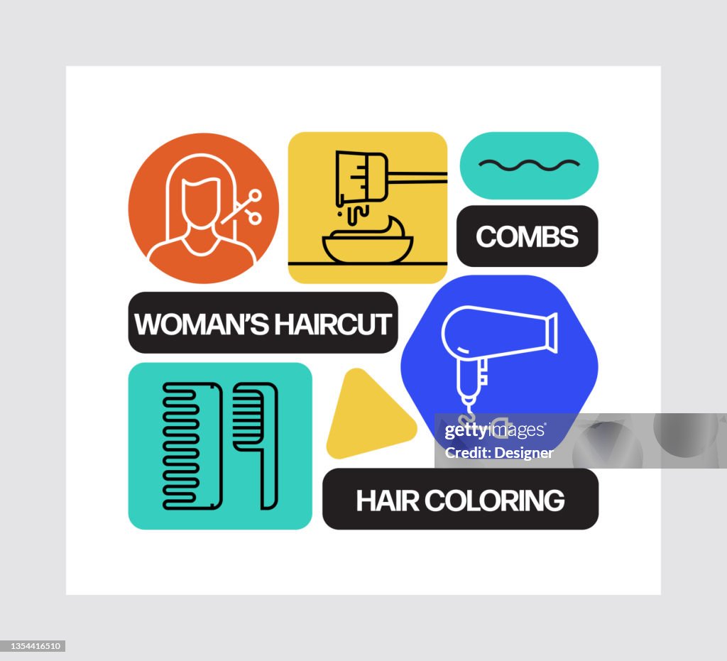Concepto de barbería, estilo de línea Ilustración vectorial