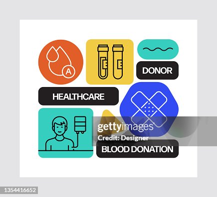 Blood Donation Concept, Line Style Vector Illustration Blood Donation Concept, Line Style Vector Illustration