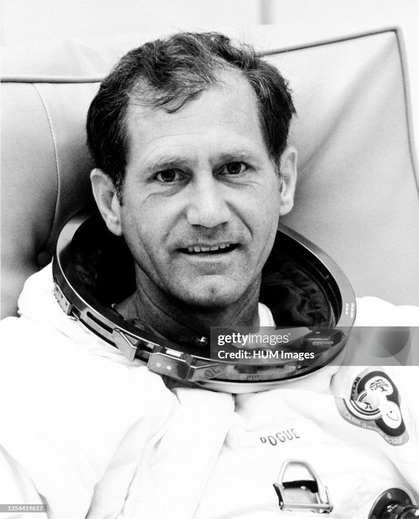 (8 Nov. 1973) --- Astronaut William R. Pogue, pilot of the Skylab 4 mission, relaxes during spacesuit pressure and fit checks at the Kennedy Space Center, Florida.