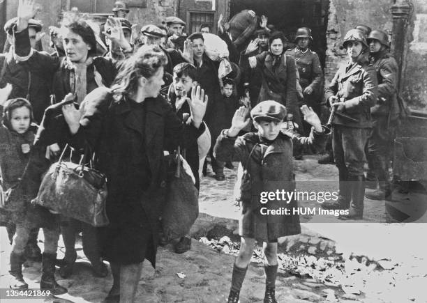 Polish Jews captured by Germans during the suppression of the Warsaw Ghetto Uprising - Photo from Jürgen Stroop Report to Heinrich Himmler from May...