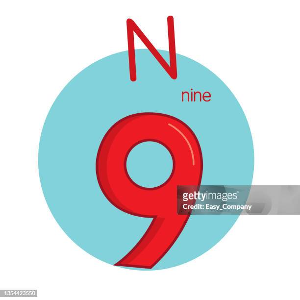 vector illustration of nine with alphabet letter n upper case or capital letter for children learning practice abc - financi��n stock illustrations