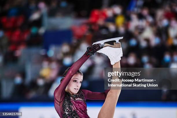 Anna Shcherbakova of Russia competes in the Women's Free Skating during the ISU Grand Prix of Figure Skating - Internationaux de France at Polesud...