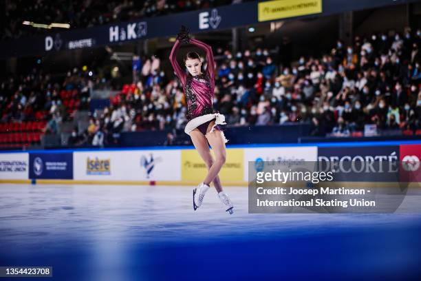 Anna Shcherbakova of Russia competes in the Women's Free Skating during the ISU Grand Prix of Figure Skating - Internationaux de France at Polesud...