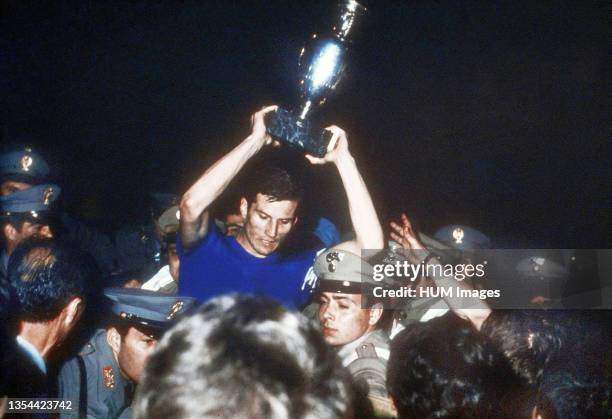 Euro 1968 Final - Italian captain Giacinto Facchetti with the trophy ca. June 10, 1968.