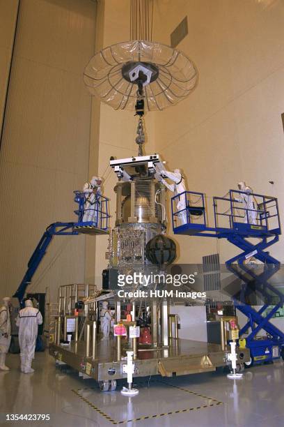 The propulsion system is mated to the Lower Equipment Module of the Cassini spacecraft in the Payload Hazardous Servicing Facility . Cassini will...