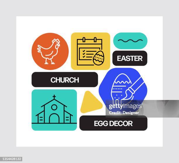 easter concept, line style vector illustration - easter dessert stock illustrations