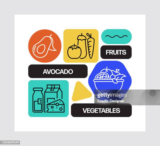 healthy food concept, line style vector illustration - mixed nuts stock illustrations