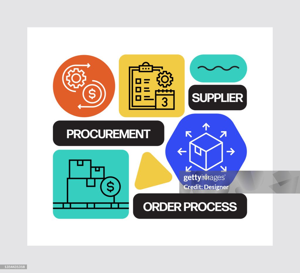 Procurement Process Concept Line Style Vector Illustration High-Res ...