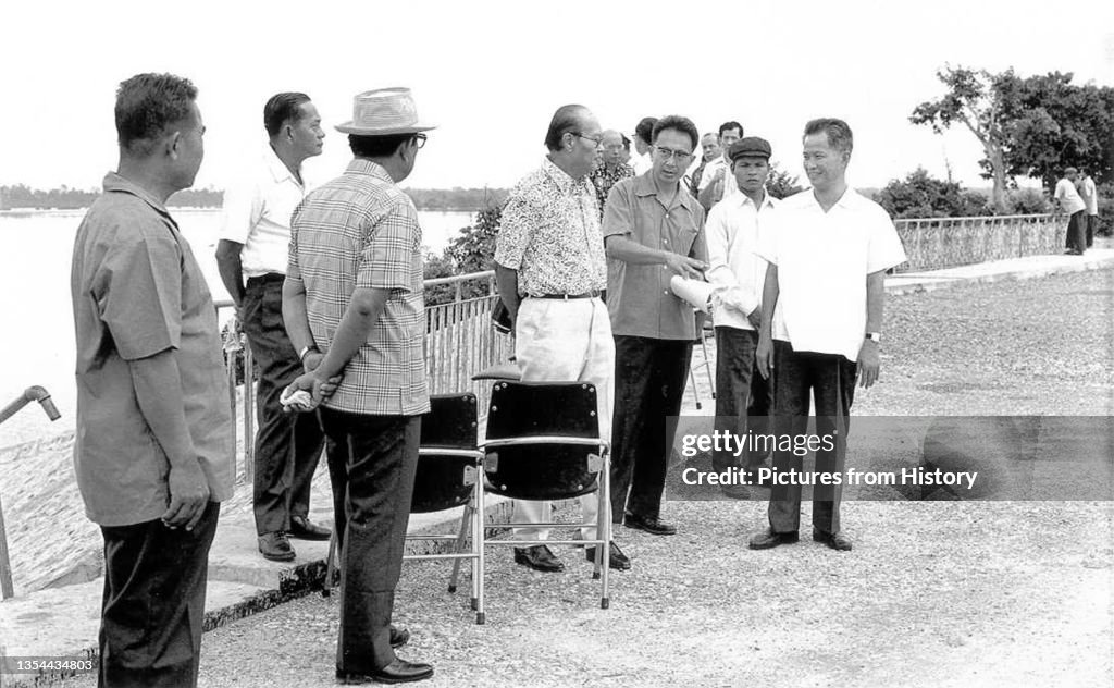 Cambodia: Cambodia: Khieu Samphan (1931-), Defense Minister of Democratic Kampuchea (right) with General Ne Win (c.1910-2002), Burmese military dictator 1962-1988 (centre) in Phnom Penh, c.1976-77