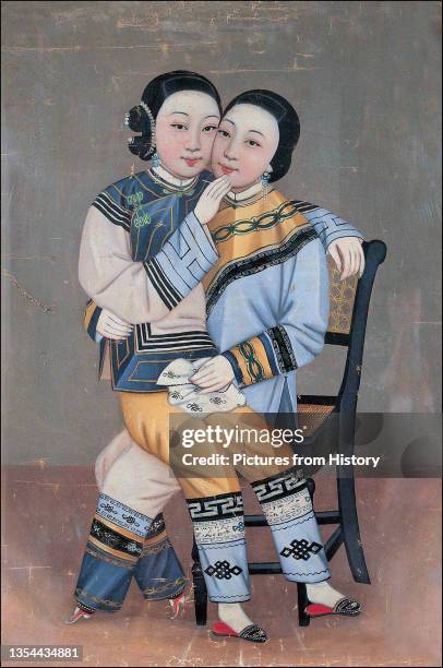 Homosexuality as a theme in traditional Chinese art is not common and almost always representative of male homosexualty (the 'Way of the Cut Sleeve'...
