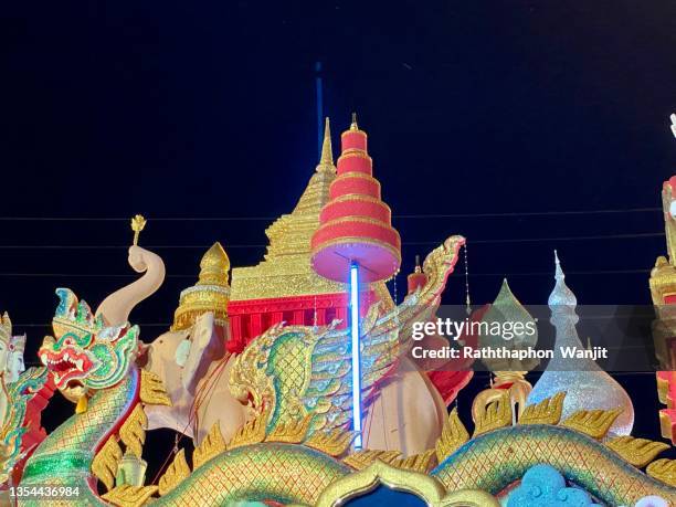 the beauty of the decoration of the traditional thai krathong floats. - festival float stock pictures, royalty-free photos & images