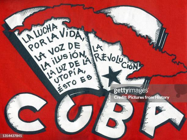 The Spanish text reads: 'La lucha por la vida, la voz de la ilusi-n, la luz de la revoluci-n, la utop’a es Cuba', or 'The struggle for life, the...
