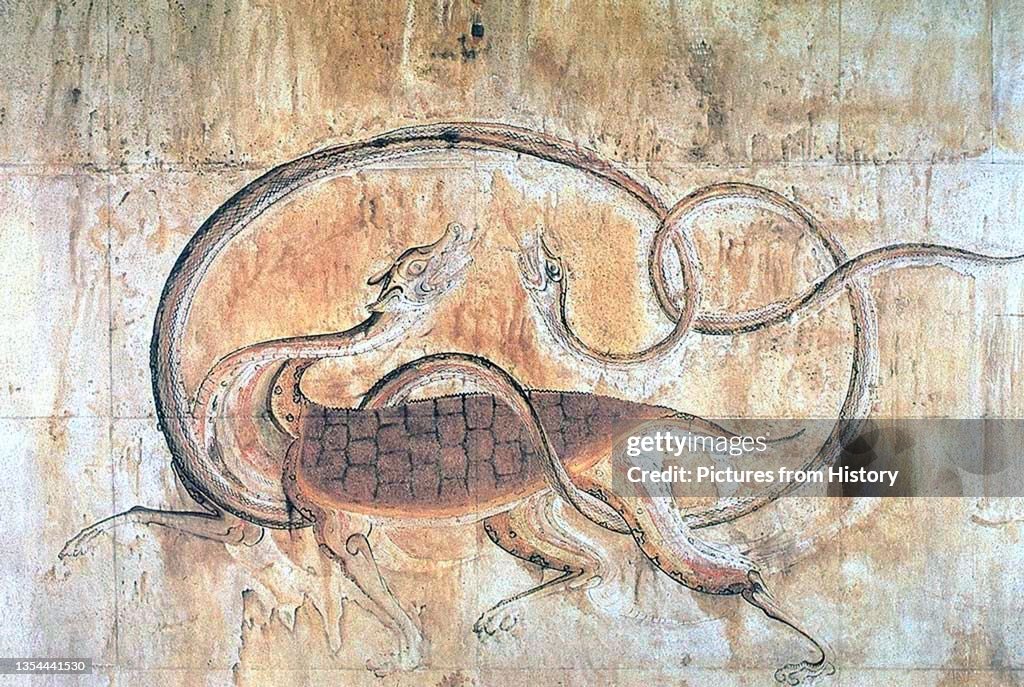 Korea: Tortoise and Snake, from Great Tomb of Kangso from Koguryo, Burial Chamber of N. Wall, Pyongyang Province; early 7th century CE