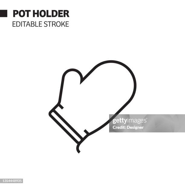 pot holder line icon, outline vector symbol illustration. - chopping herbs stock illustrations