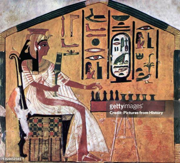 Nefertari, Great Royal Wife of Pharaoh Ramesses the Great of the 19th Dynasty . Mural from the Tomb of Queen Nefertari, Thebes, c. 1298-1235 BCE....