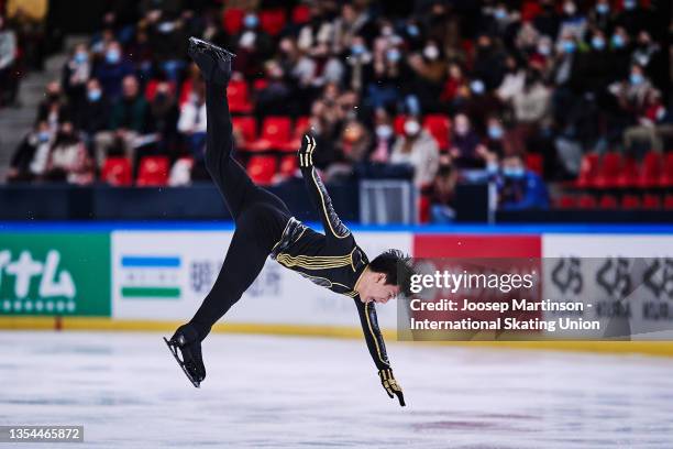 Adam Siao Him Fa of France competes in the Men's Free Skating during the ISU Grand Prix of Figure Skating - Internationaux de France at Polesud Ice...