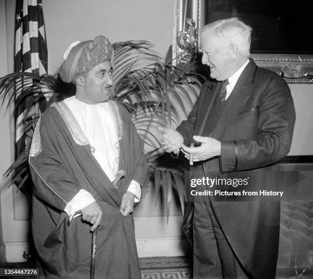 John Nance Gardner, Vice President of the United States , greets Sayyid bin Taimur, Sultan of Muscat and Oman. Washington, D.C., March 5, 1938. Said...