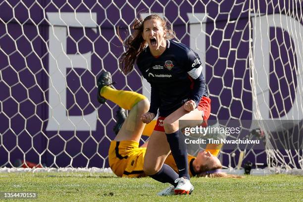 Andi Sullivan of Washington Spirit celebrates after scoring during the second half against Chicago Red Stars during the NWSL Championship held at...