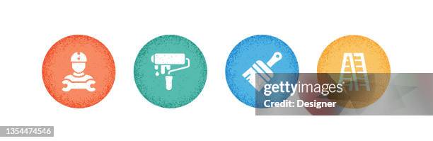 construction industry related icons. vector symbol illustration. - electrical contractor working stock illustrations
