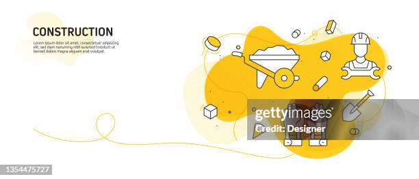 construction industry related modern line style vector illustration - electrical contractor stock illustrations