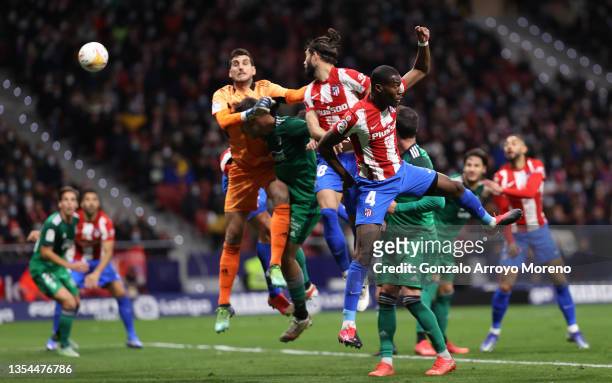 Felipe of Atletico Madrid scores their team's first goal during the La Liga Santander match between Club Atletico de Madrid and CA Osasuna at Estadio...