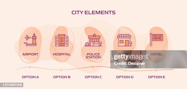 city life related process infographic template. process timeline chart. workflow layout with linear icons - empty fire station stock illustrations