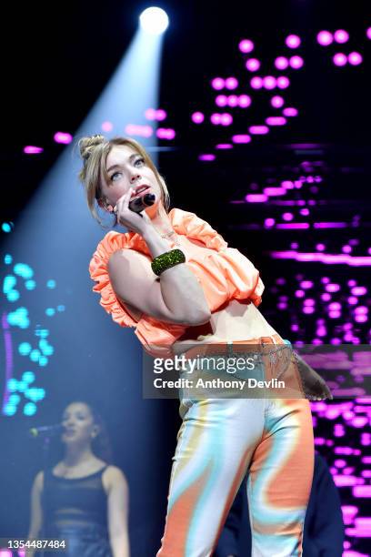 Becky Hill performs during HITS Radio's HITS Live 2021 at Resorts World Arena on November 20, 2021 in Birmingham, England.