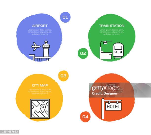 city life related process infographic template. process timeline chart. workflow layout with linear icons - road side view stock illustrations