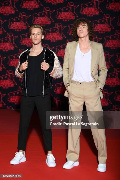 Dorian Lauduique and César Laurent de Rummel of Ofenbach attend the 22nd NRJ Music Awards on November 20, 2021 in Cannes, France.